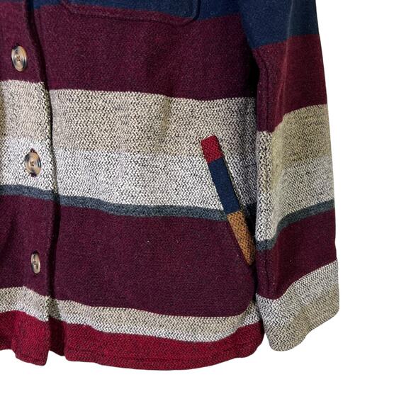 Idyllwind Striped Knit Shacket Womens M Red Gray Coastal Cowgirl Boho Western - Picture 4 of 7